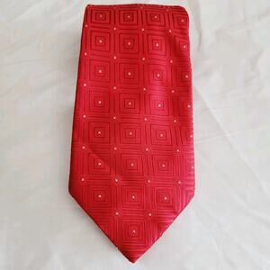 Nicole Miller Tie Silk Red Square Textured 57"X4" Career Business Office Wedding
